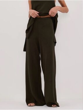 Dissh Ray Forest Wide Leg Knit Pants Chocolate